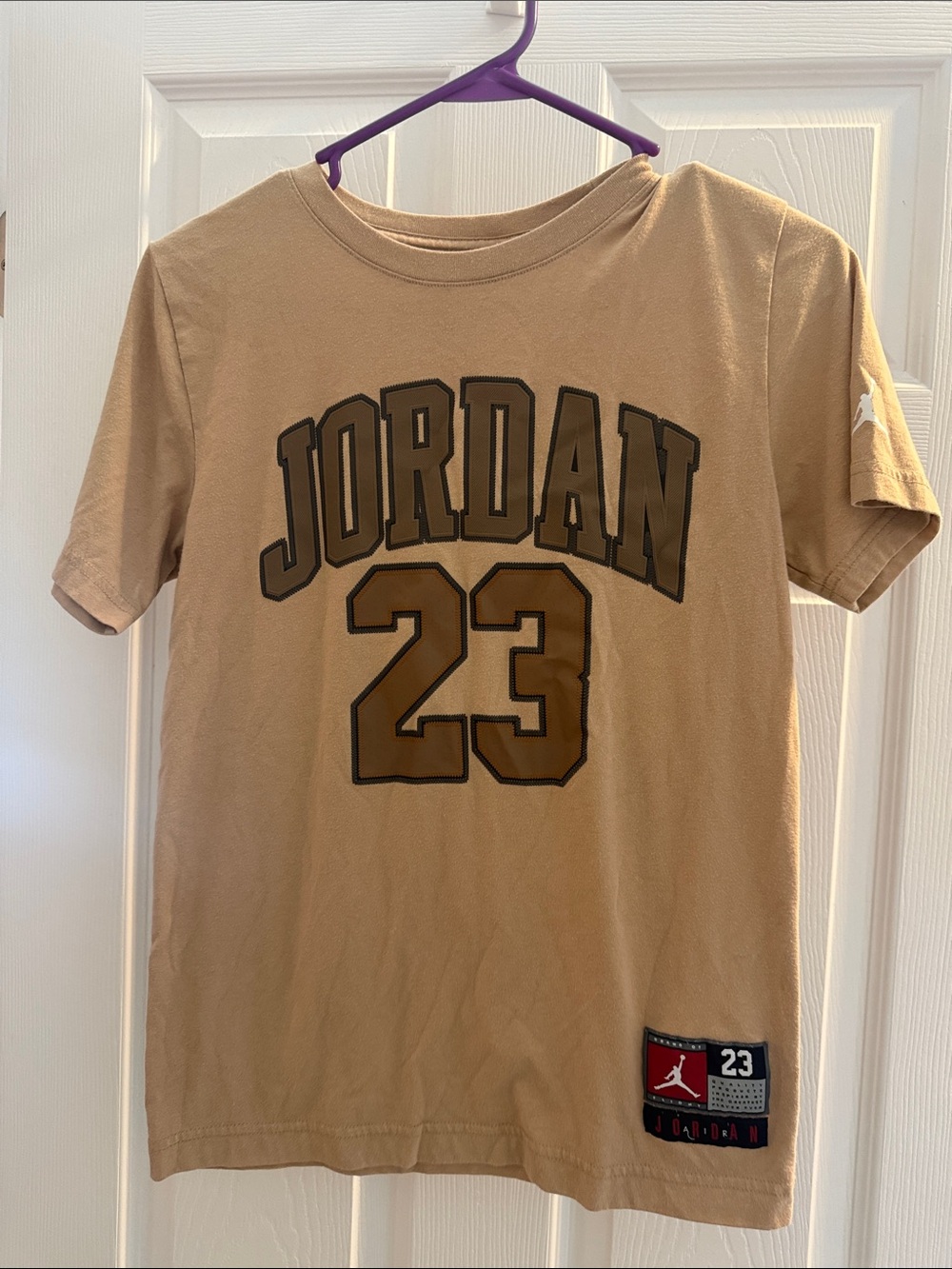 Jordan Short Sleeve Tee in Tan with Black Outline Graphics